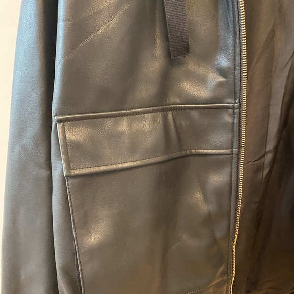 Zara Oversized Faux Leather Hooded Jacket - Picture 6 of 8